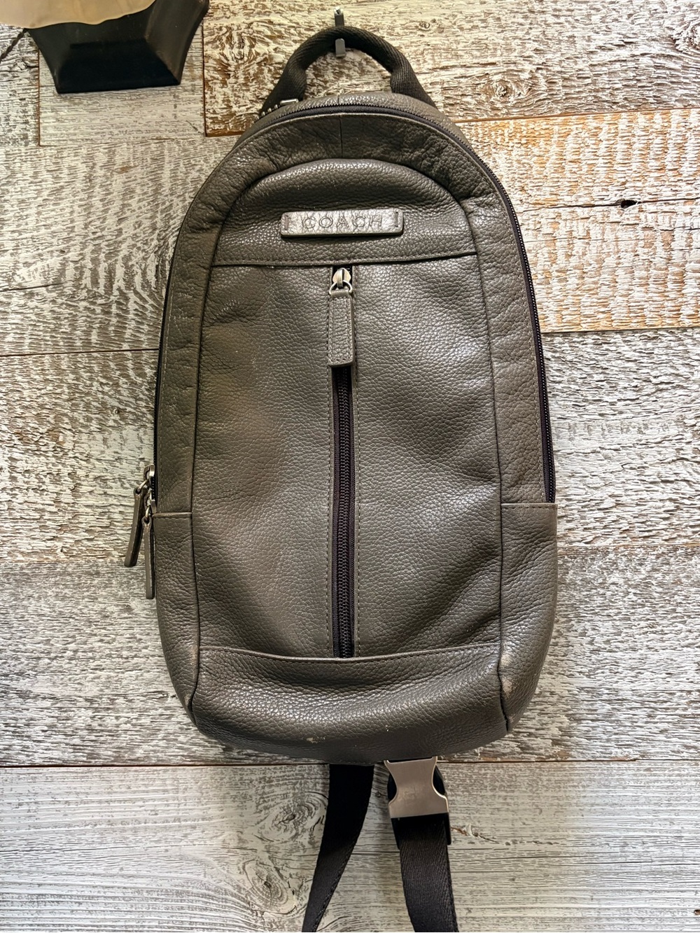 Coach | "Camden" Pebbled Leather Mid-Sized Gray Buckle Sling Bag - 2012 F70691